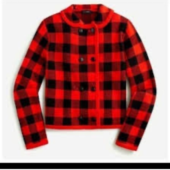 J. Crew Jackets & Blazers - J.Crew Buffalo Check Double Breasted Sweater Jacket Size Large